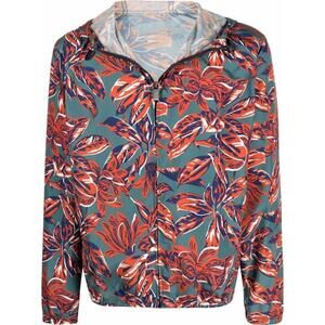 CANALI Men's Floral Printed Hoodie Jacket Green Floral Tropical Size XXL